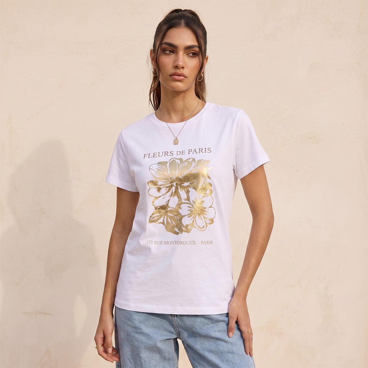 تيشيرت قطن بطبعات من سبلاش يوث-women-clothing-tshirts-image-1