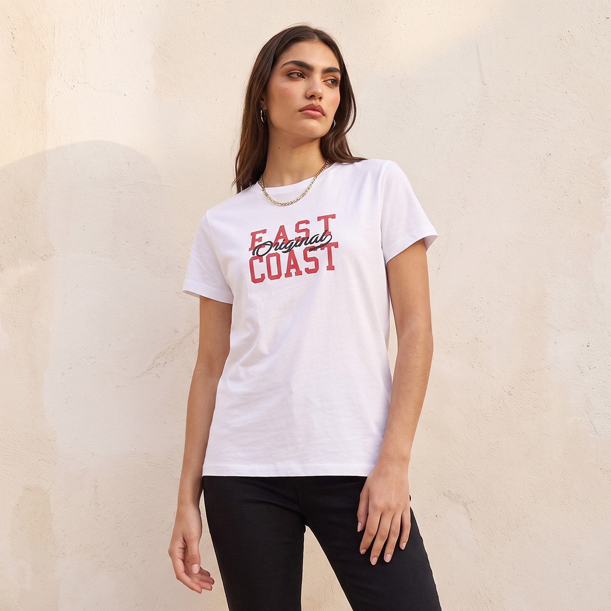 Splash Youth Cotton T-shirt with Typographic Print-women-clothing-tshirts-image-1