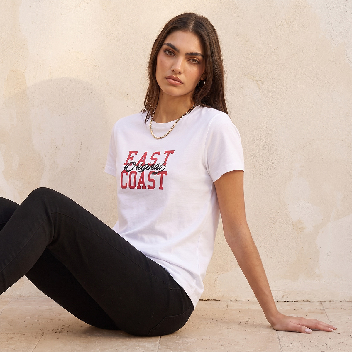 Splash Youth Cotton T-shirt with Typographic Print-women-clothing-tshirts-image-4