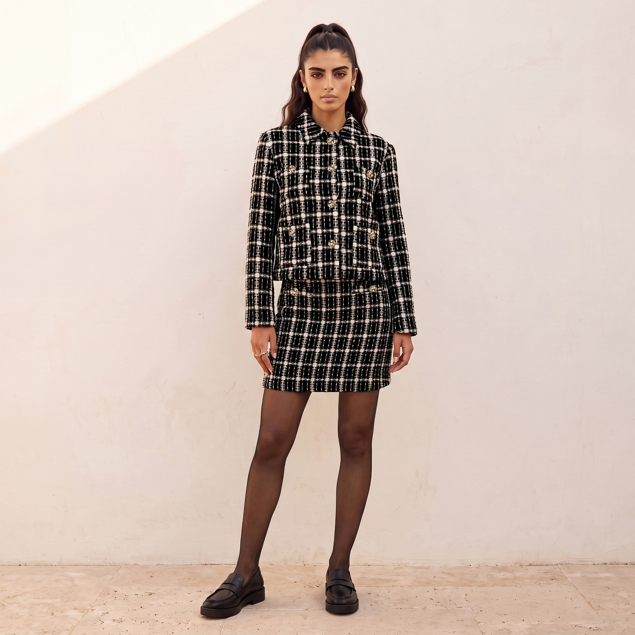 Splash Youth Tweed Crop Jacket with Checked Design-women-winterwear-coatsandjackets-jackets-image-3