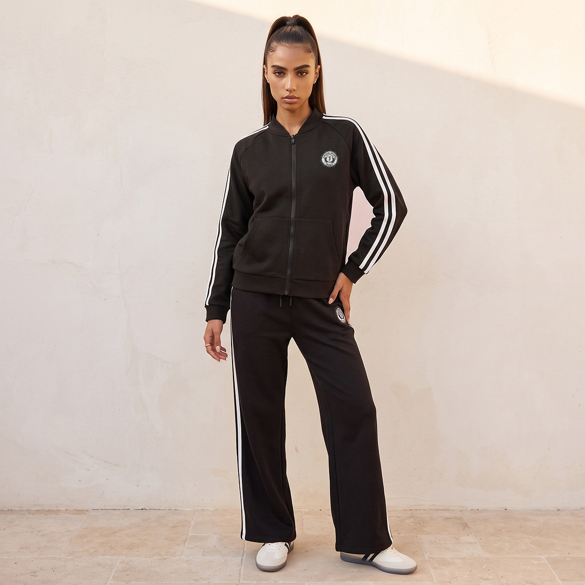 Splash Youth Striped Bomber Jacket with Zip Closure-women-winterwear-coatsandjackets-jackets-image-3