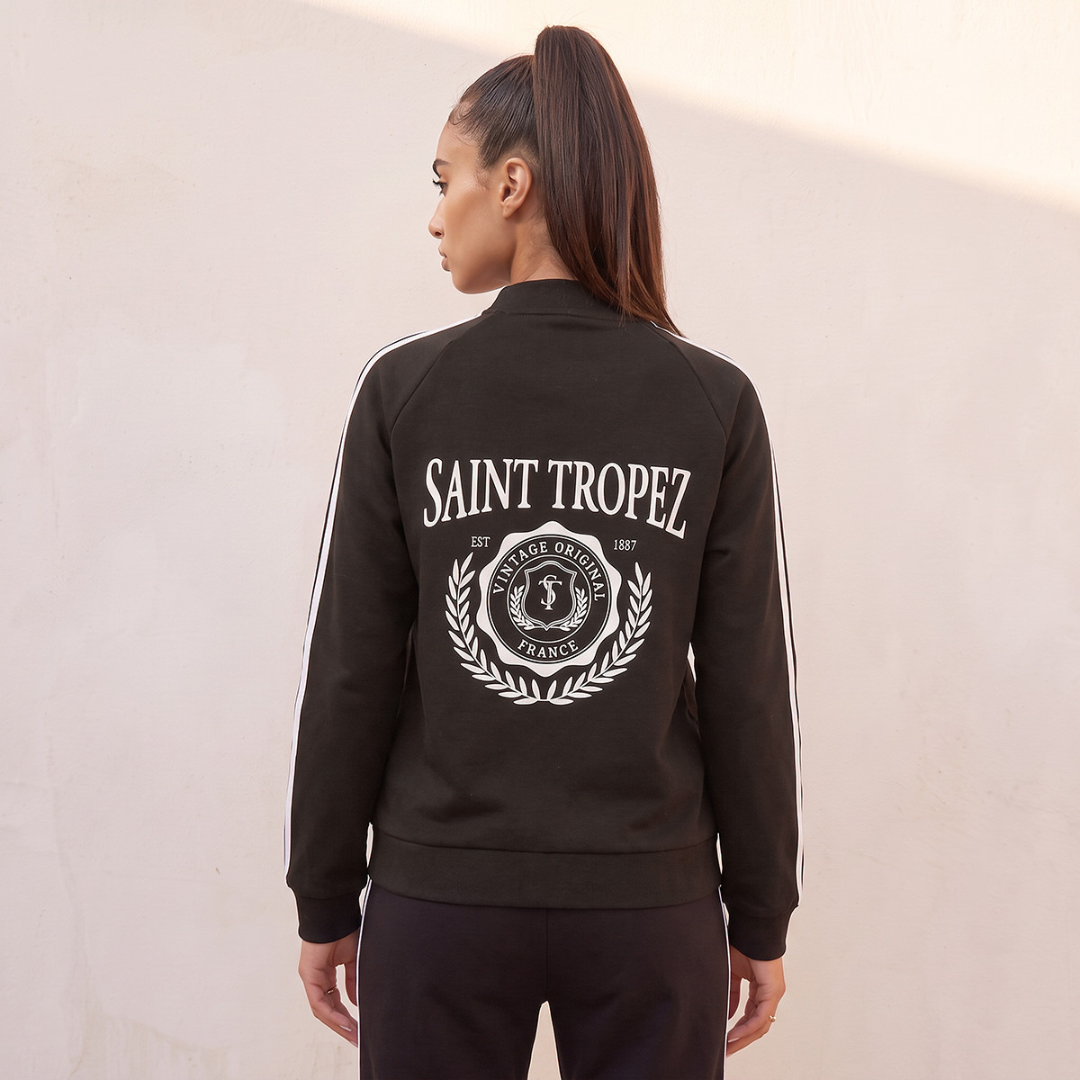 Splash Youth Striped Bomber Jacket with Zip Closure-women-winterwear-coatsandjackets-jackets-image-4