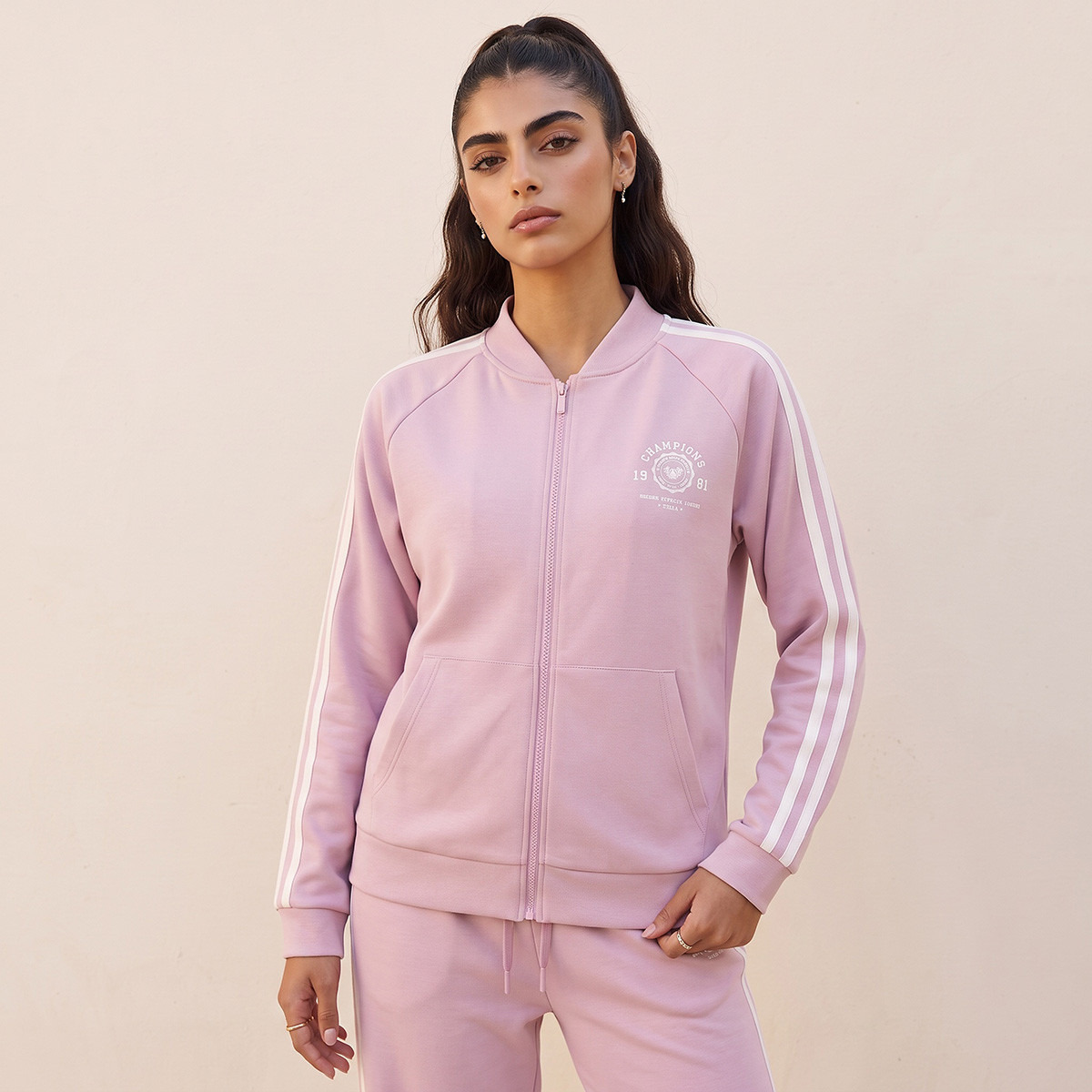 Splash Youth Striped Bomber Jacket with Zip Closure-women-winterwear-coatsandjackets-jackets-image-2