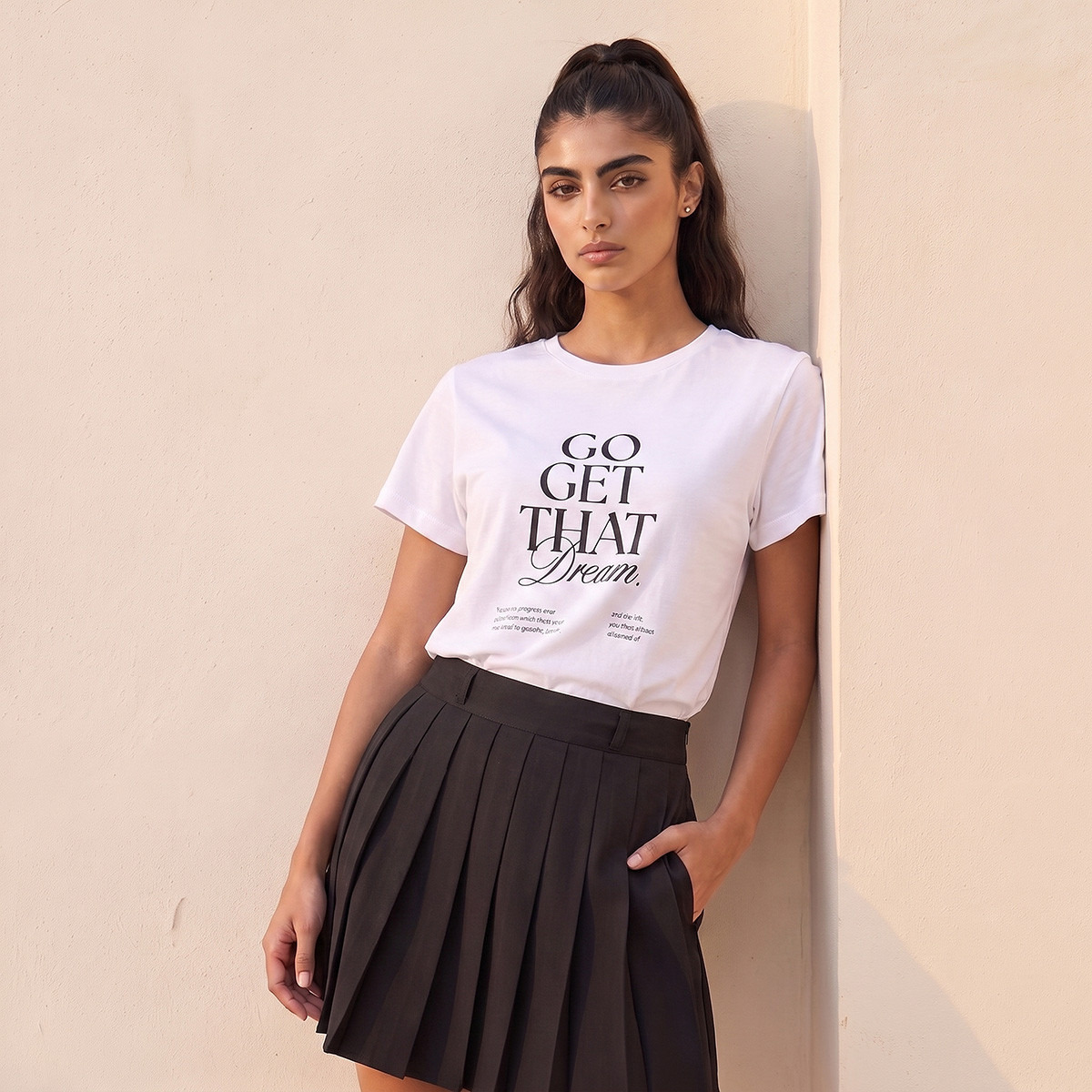 تيشيرت قطن بطبعات شعار من سبلاش يوث-women-clothing-tshirts-image-1
