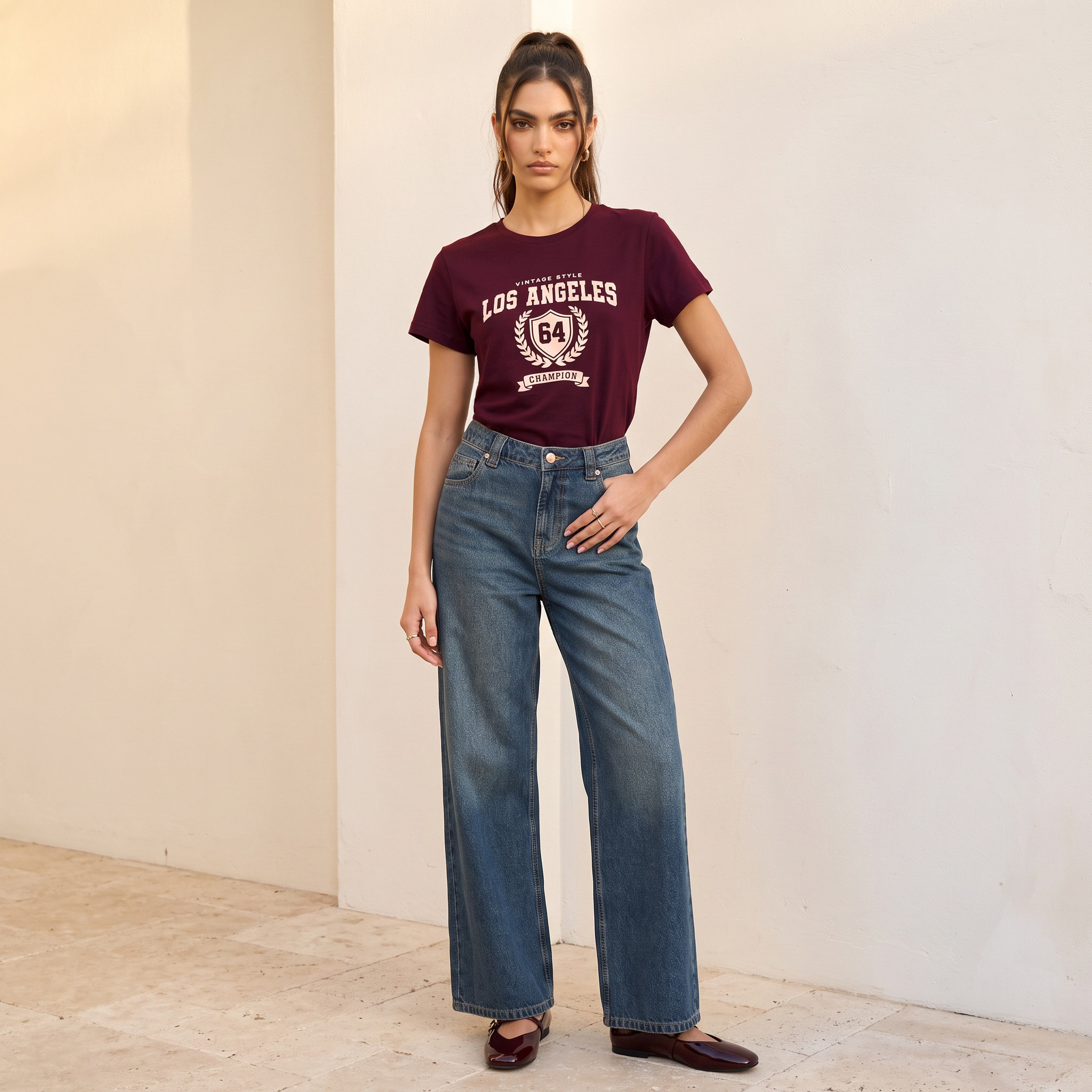 Splash Youth Cotton Los Angeles Print T-shirt-women-clothing-tshirts-image-2