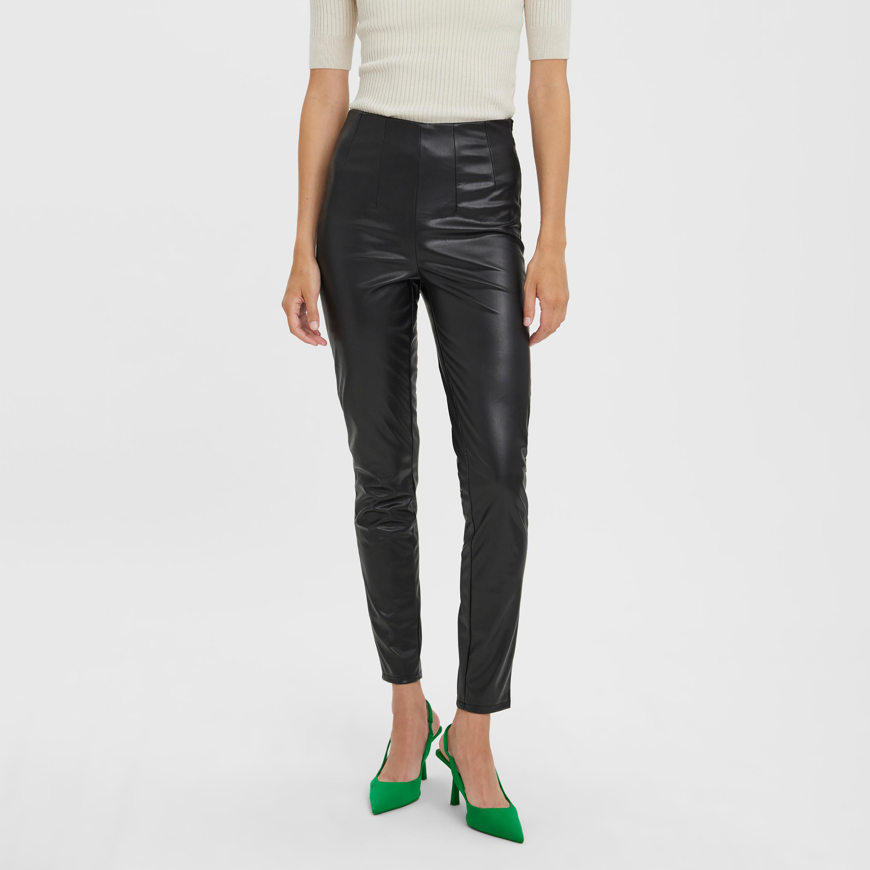 Vero Moda Plain High-Rise Trousers-cpwomen-clothing-bottoms-pantsandchinos-image-1