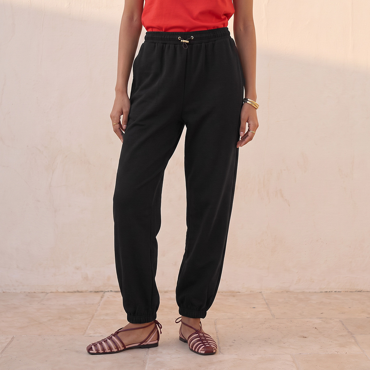 بنطلون ناعم الملمس بخصر مرن من يوث من سبلاش-women-clothing-bottoms-joggers-image-1