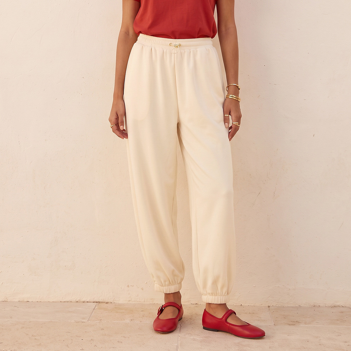 بنطلون ناعم الملمس بخصر مرن من يوث من سبلاش-women-clothing-bottoms-joggers-image-1