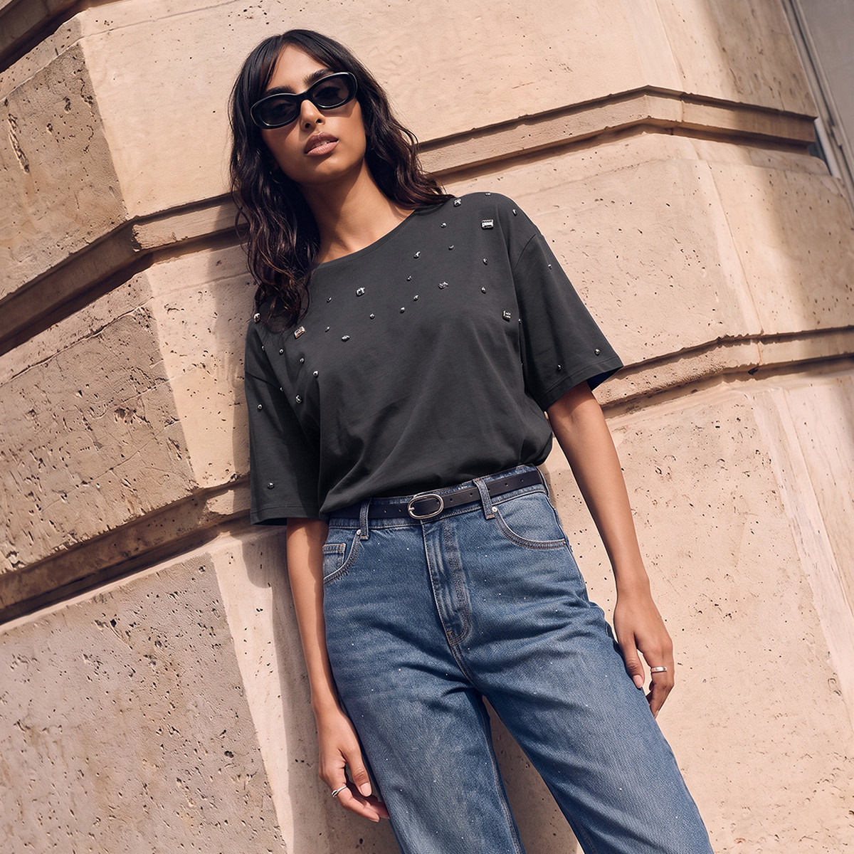 تيشيرت قطن مزين للشباب من سبلاش-women-clothing-tshirts-image-1