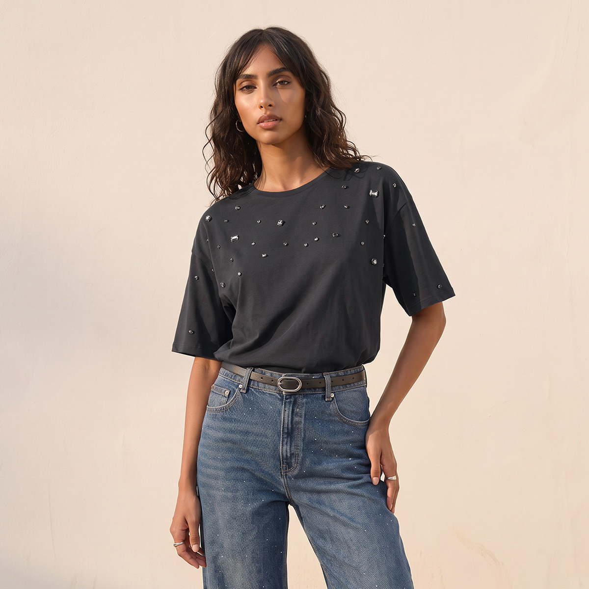تيشيرت قطن مزين للشباب من سبلاش-women-clothing-tshirts-image-2
