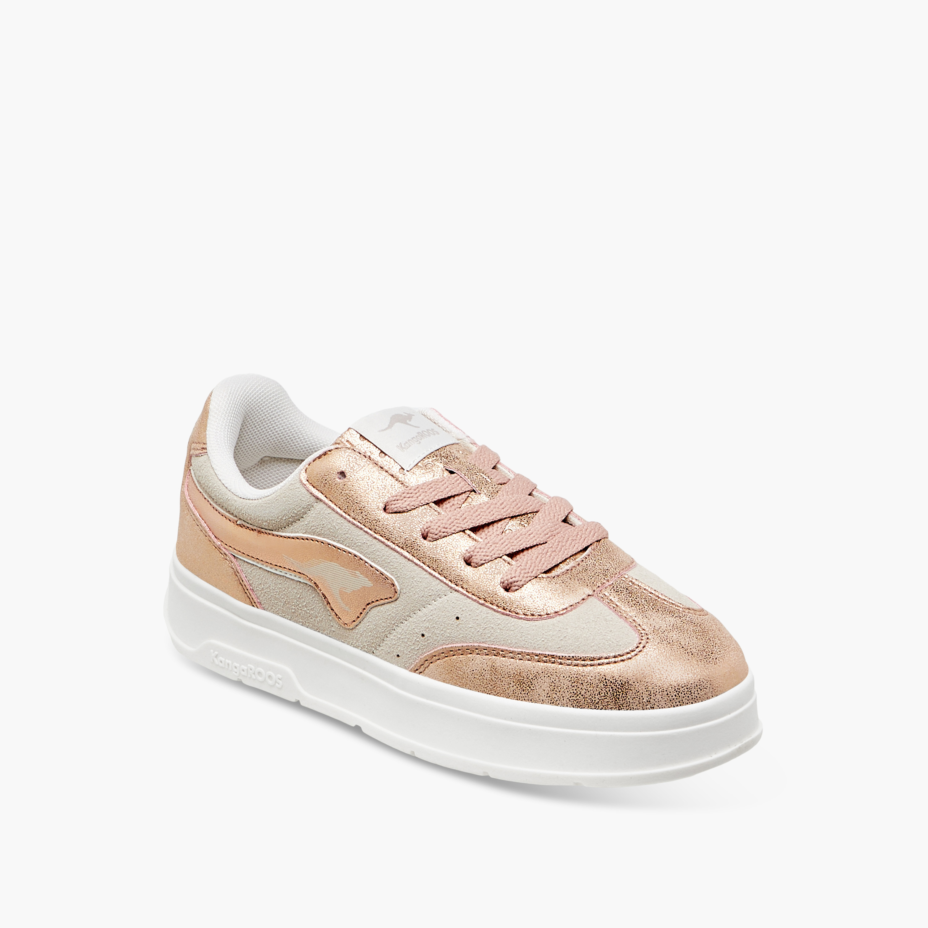 KangaROOS Girls' Panelled Sneakers with Lace-Up Closure-girls-shoes-sneakers-image-2