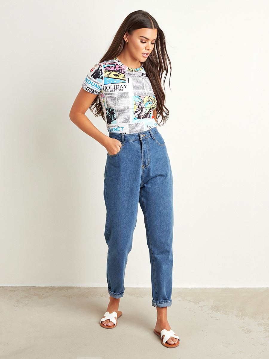 تيشيرت مطبوع بأكمام قصيرة من ستايلي-women-clothing-tshirts-image-2