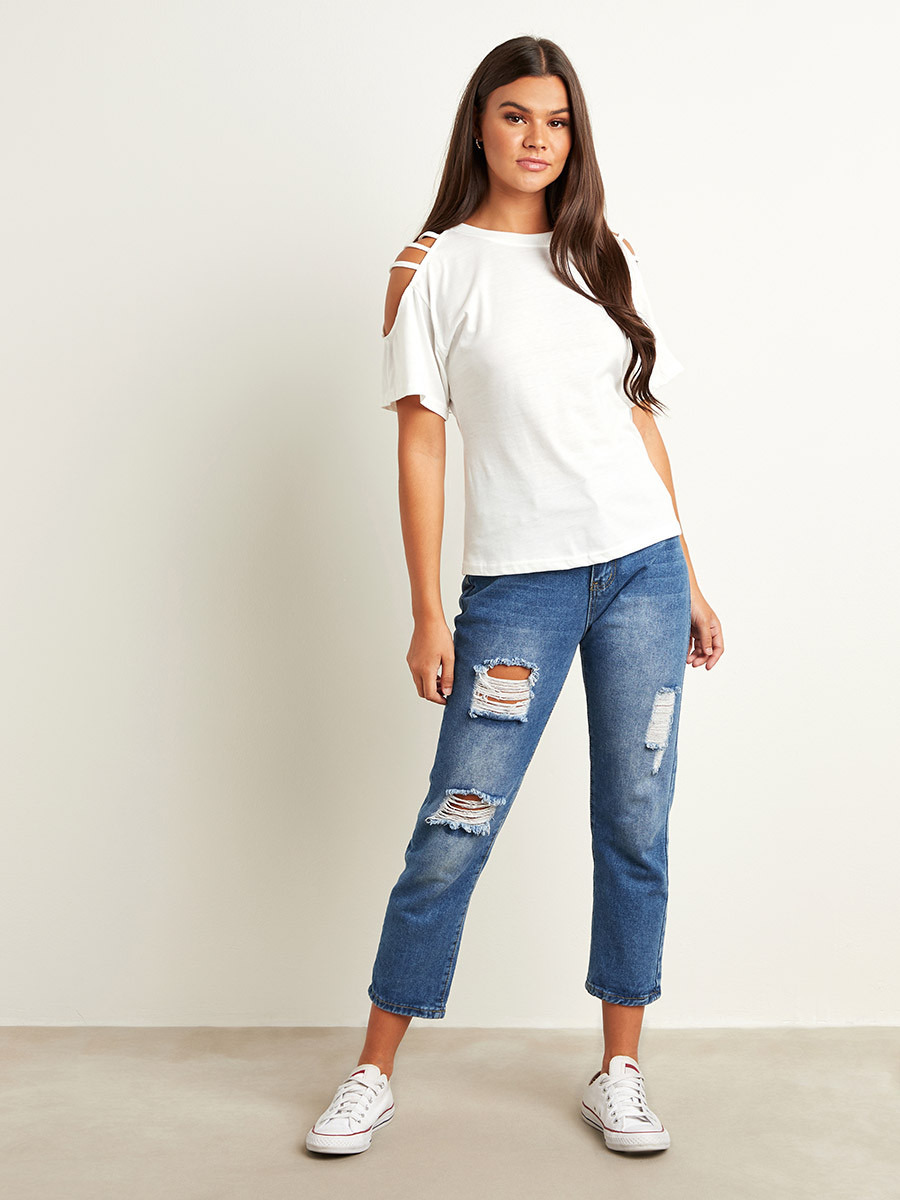 تيشيرت بقصة ضيقة وكتف مكشوف من ستايلي-women-clothing-tshirts-image-2