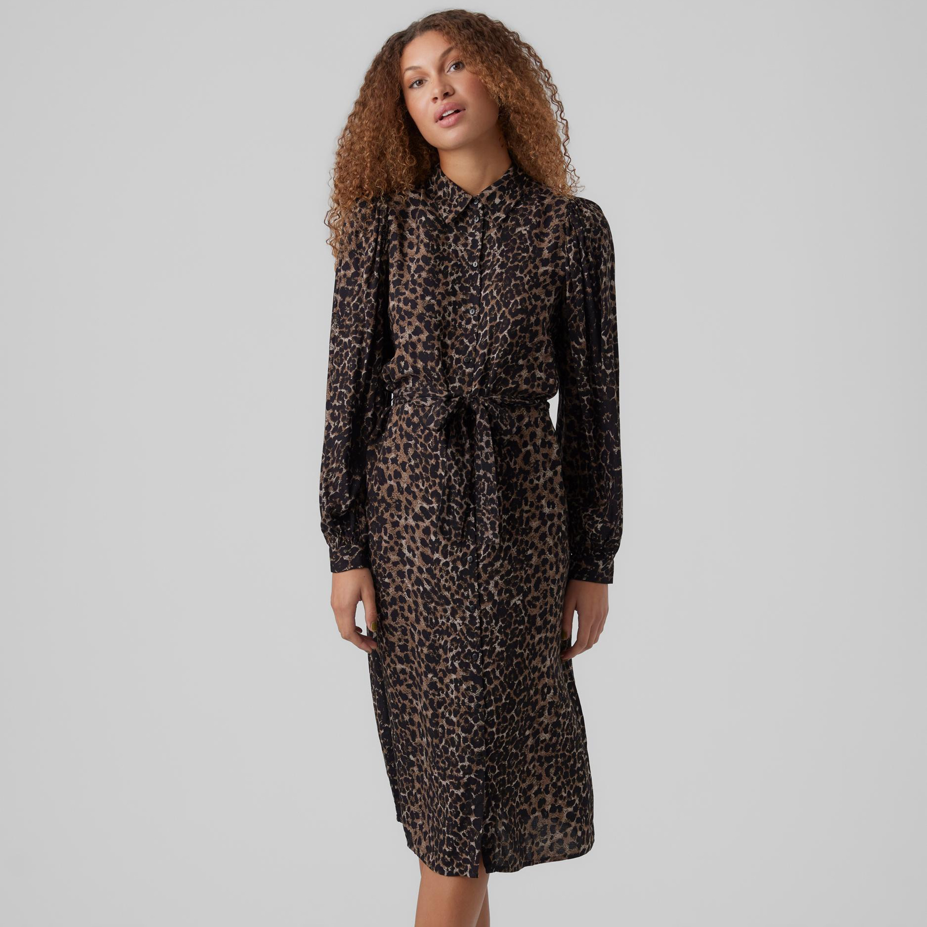 Shop Vero Moda Animal Print Collared Shirt Midi Dress Online Centrepoint Kuwait