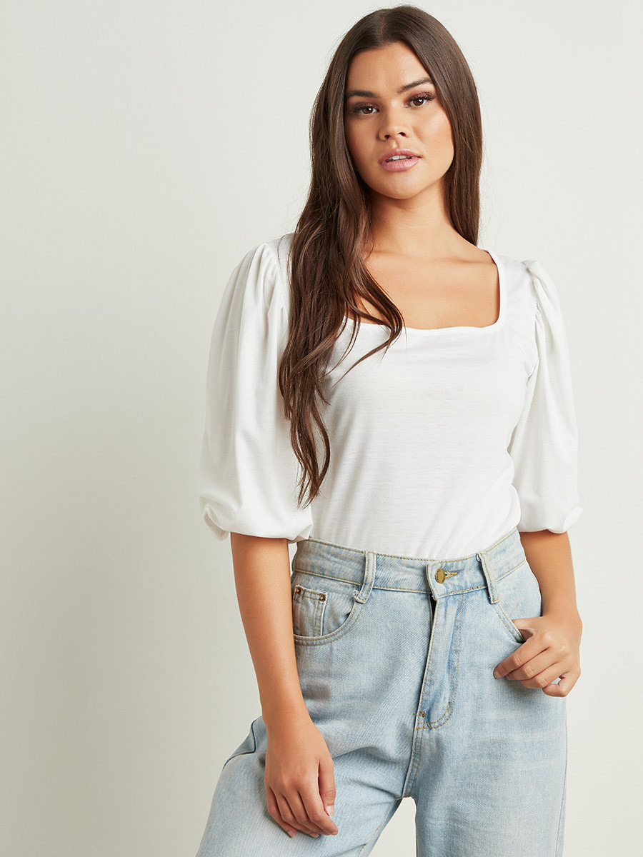 بلوزة بأكمام منفوخة من ستايلي-women-clothing-shirtsandblouses-blouses-image-1