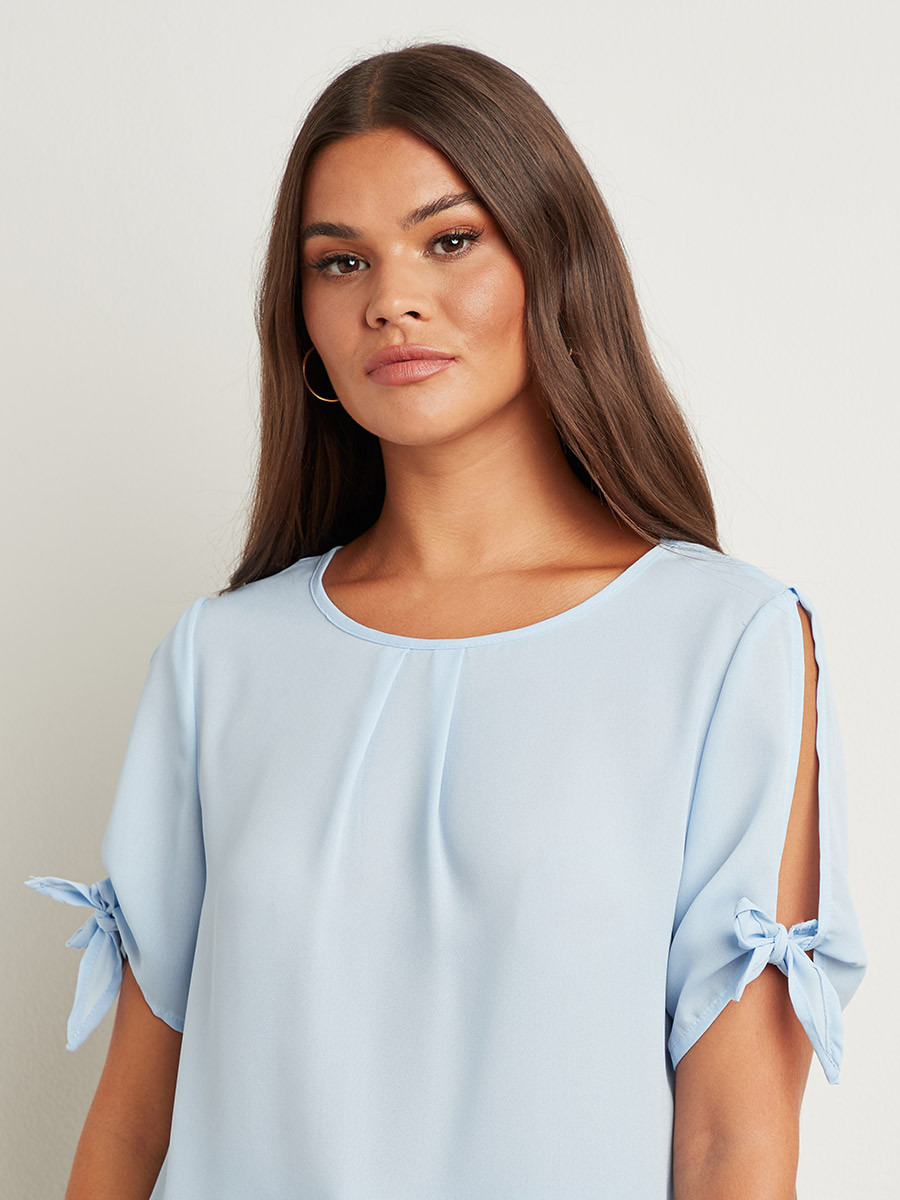بلوزة سادة بأكمام مشقوقة من ستايلي-women-clothing-shirtsandblouses-blouses-image-4