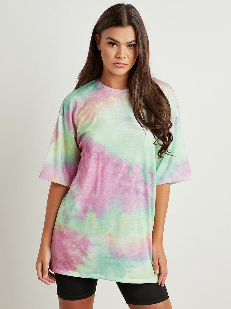 Styli Tie Dye Round Neck Oversized T-shirt-women-clothing-tshirts-image-2