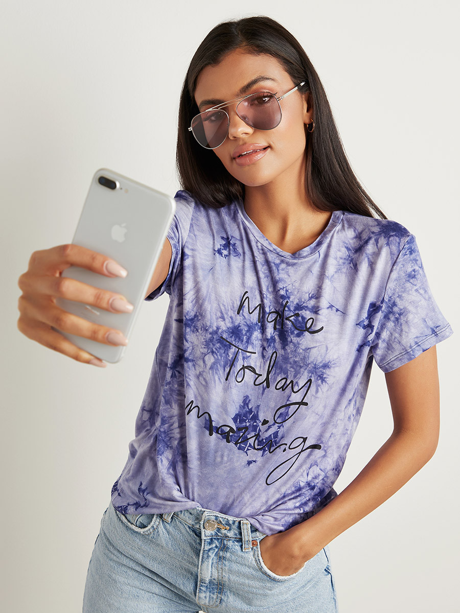 تيشيرت مطبوع بأكمام قصيرة من ستايلي-women-clothing-tshirts-image-1