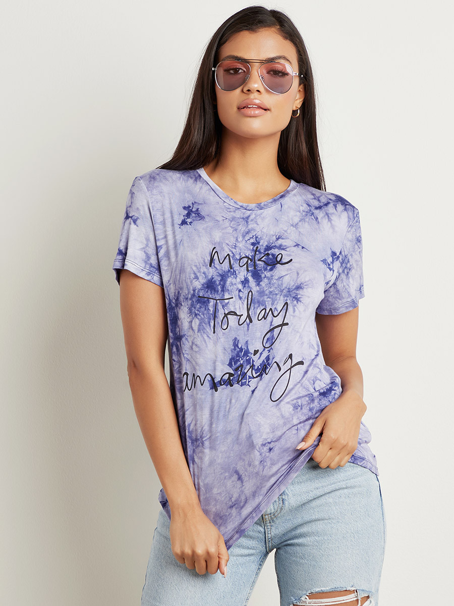 تيشيرت مطبوع بأكمام قصيرة من ستايلي-women-clothing-tshirts-image-3