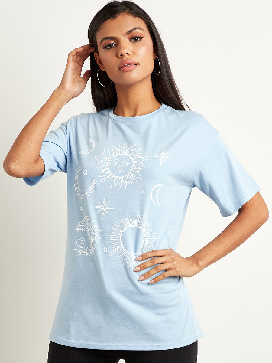 Styli Moon and Stars Graphic Printed Oversized Fit T-shirt-women-clothing-tshirts-image-1