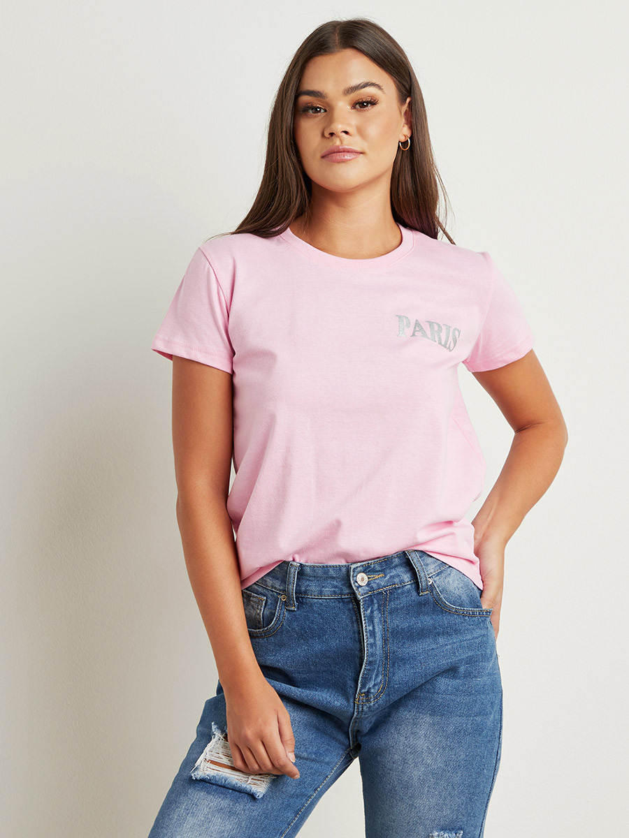تيشيرت مطبوع بقصة واسعة من ستايلي-women-clothing-tshirts-image-1