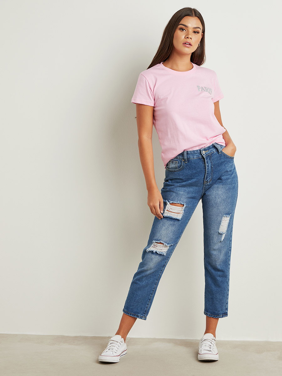 تيشيرت مطبوع بقصة واسعة من ستايلي-women-clothing-tshirts-image-3