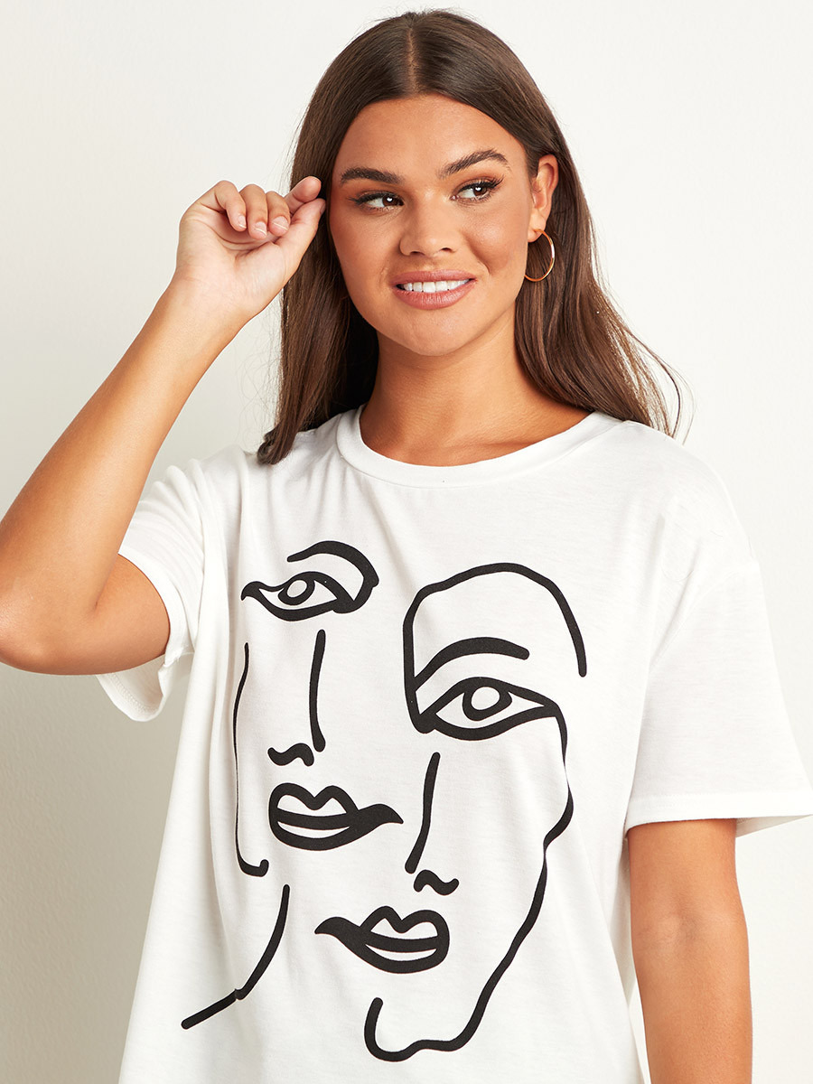 Styli Abstract Face Graphic Printed Regular Fit T-Shirt-women-clothing-tshirts-image-3