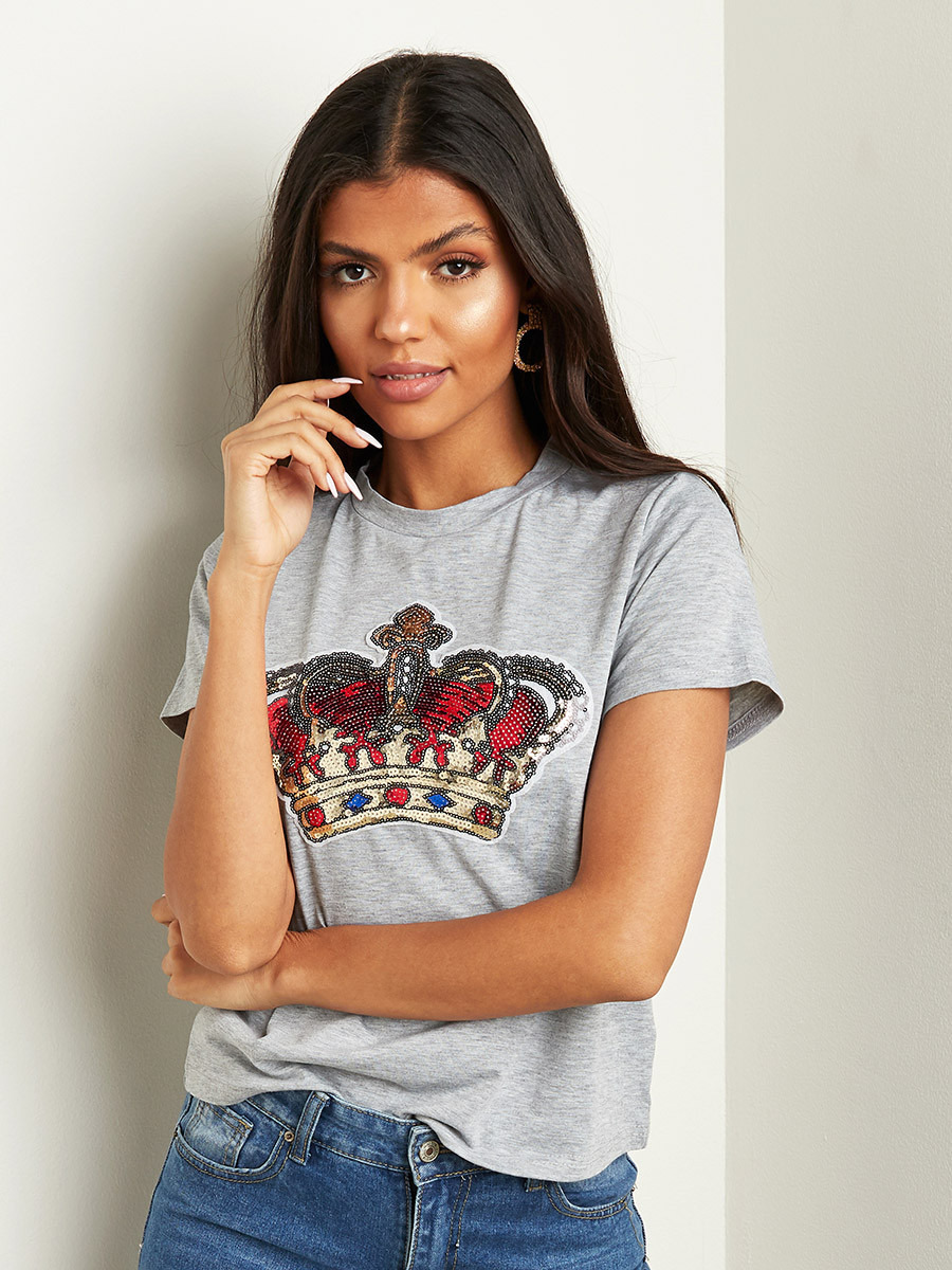 تيشيرت مطبوع بقصة واسعة من ستايلي-women-clothing-tshirts-image-1