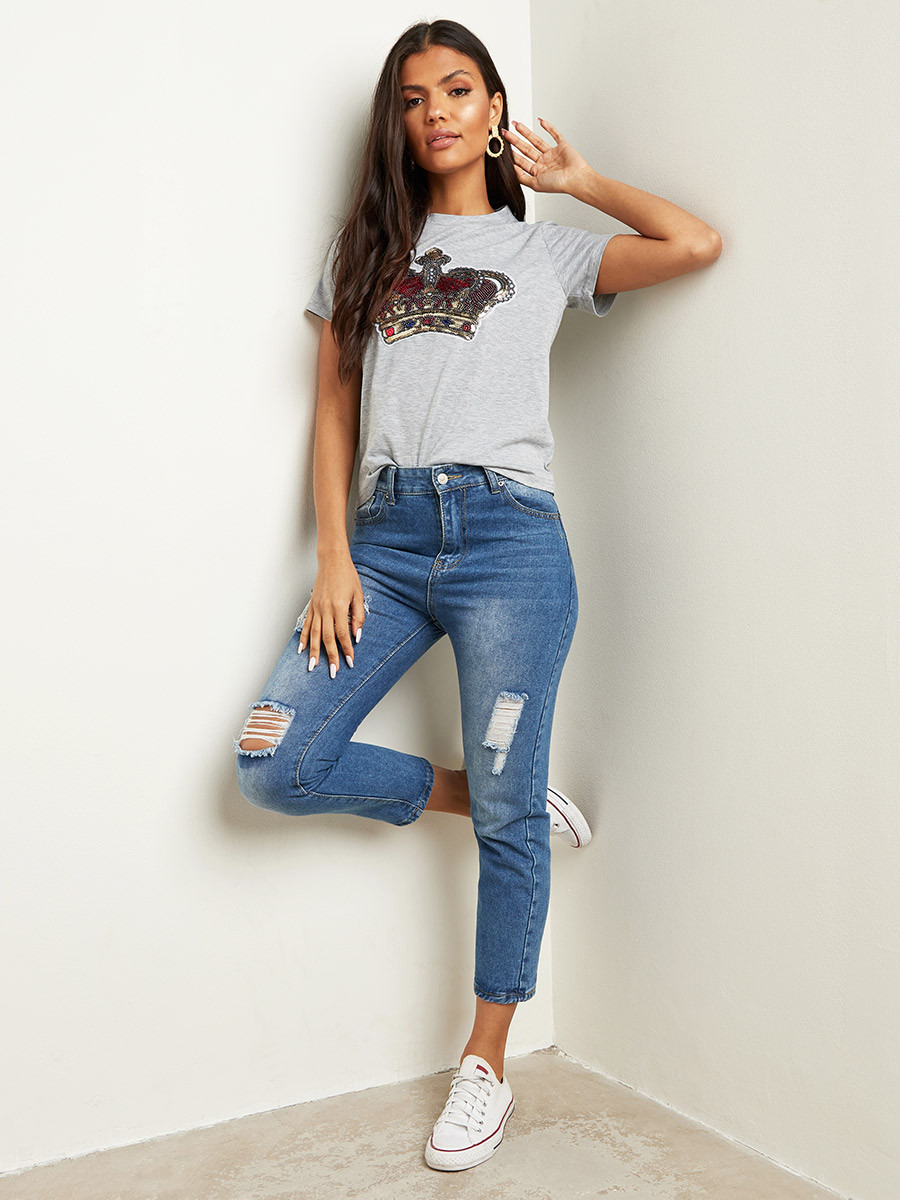 تيشيرت مطبوع بقصة واسعة من ستايلي-women-clothing-tshirts-image-2
