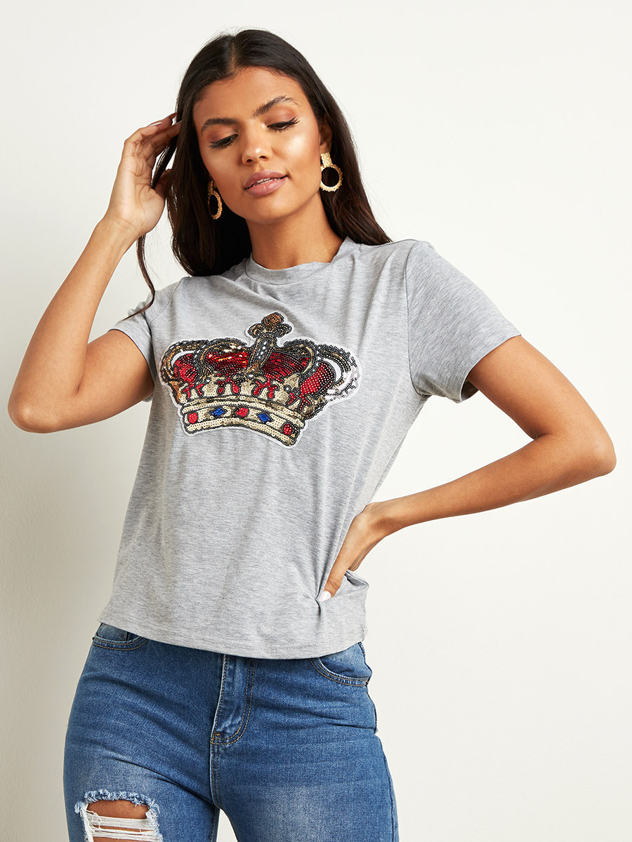 تيشيرت مطبوع بقصة واسعة من ستايلي-women-clothing-tshirts-image-3