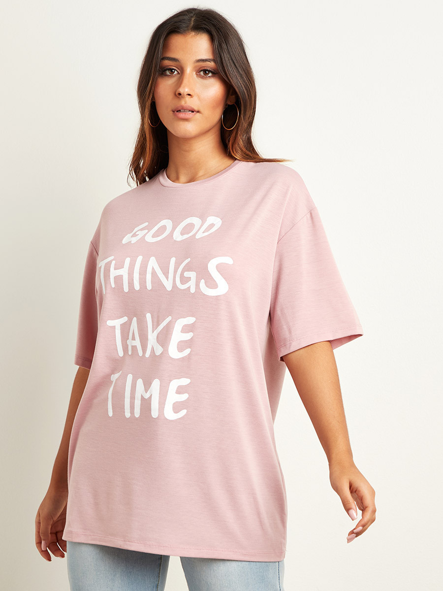 تيشيرت مطبوع بقصة واسعة من ستايلي-women-clothing-tshirts-image-1