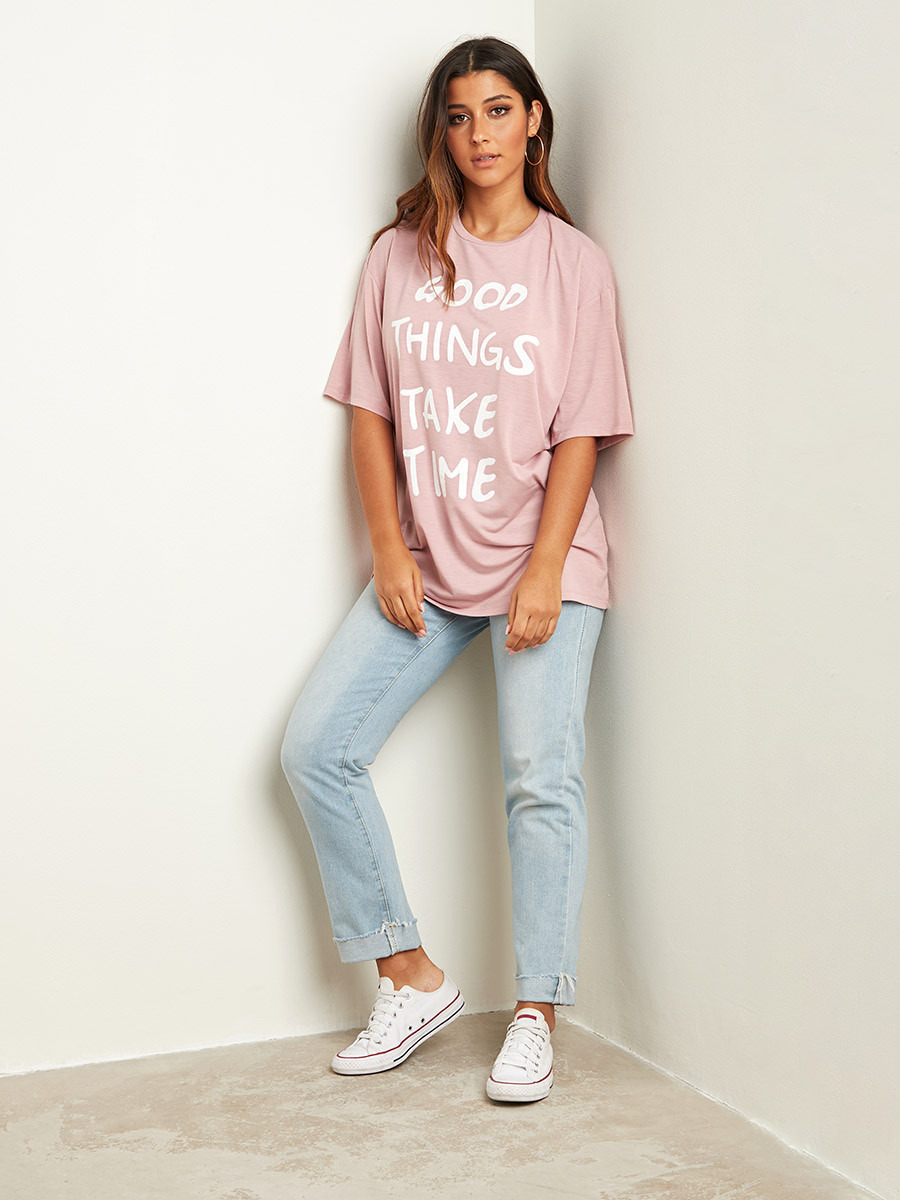 تيشيرت مطبوع بقصة واسعة من ستايلي-women-clothing-tshirts-image-2
