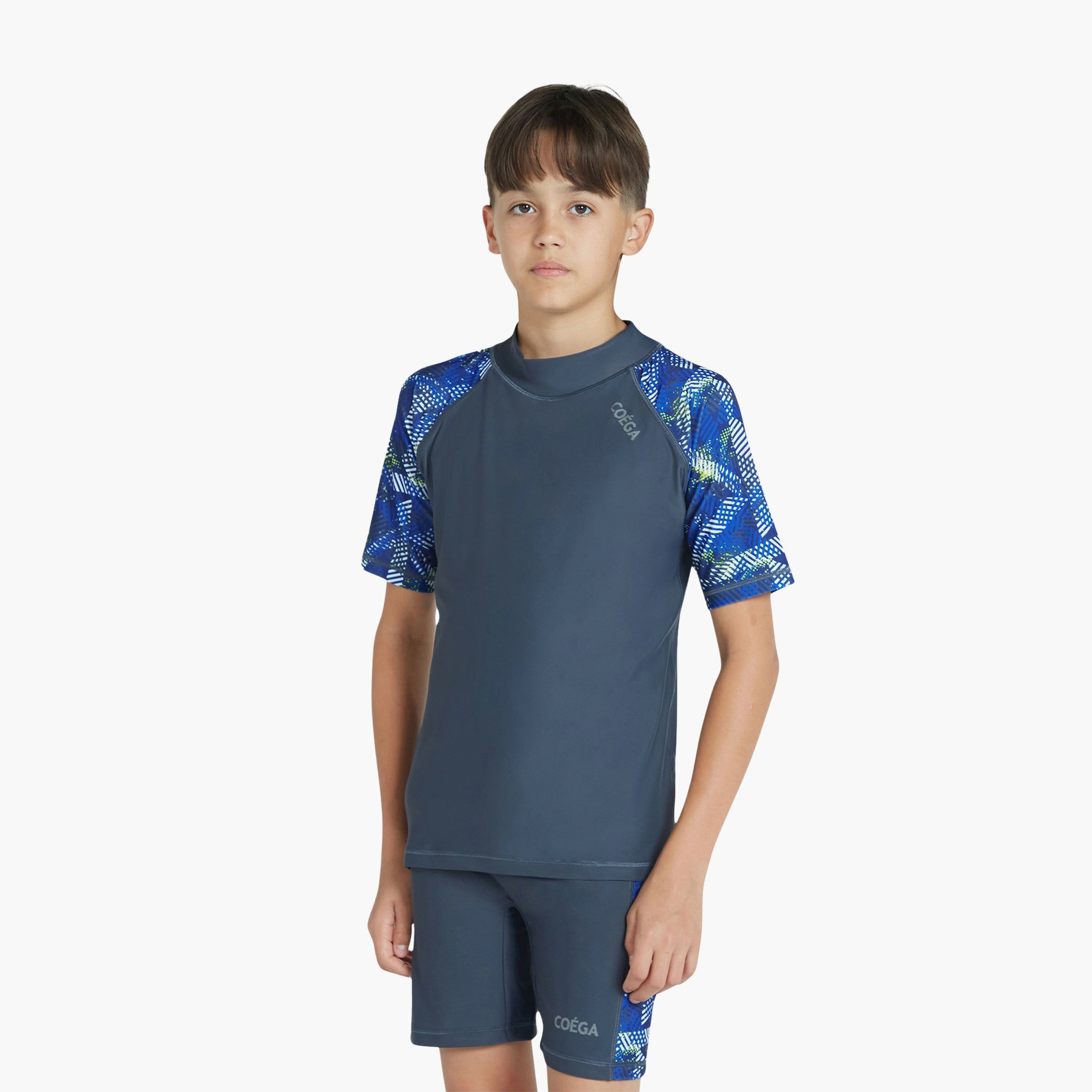 بدلة كويغا بويز من قطعتين - خطوط رمادية زرقاء-sports-boys-clothing-swimwear-image-1