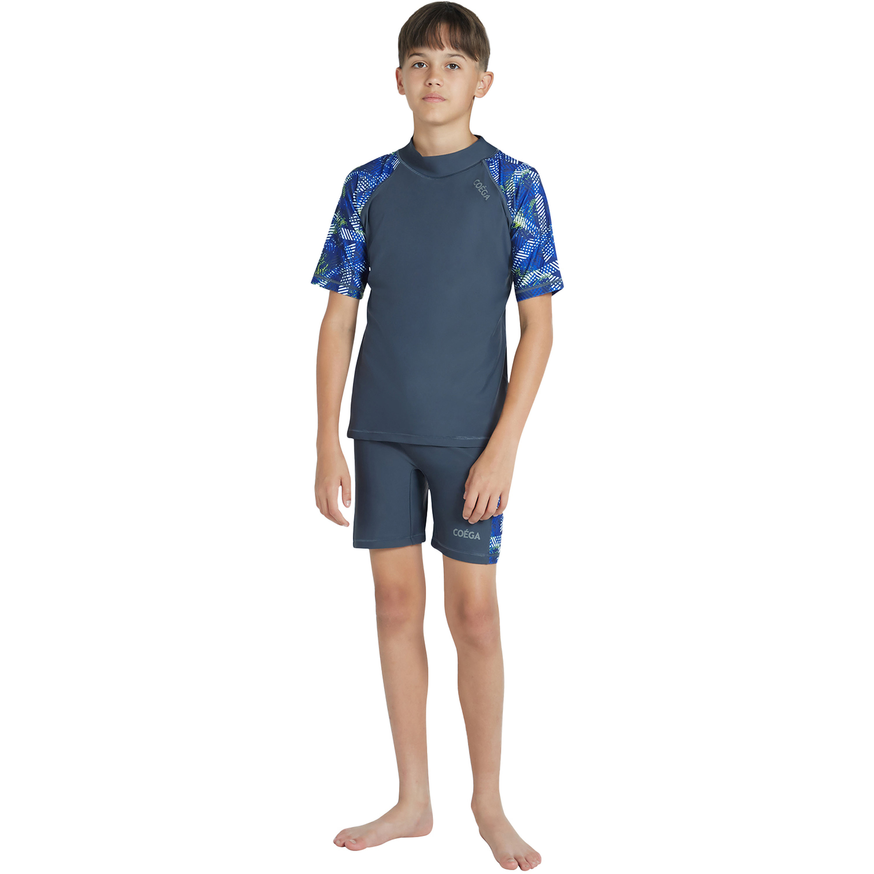 بدلة كويغا بويز من قطعتين - خطوط رمادية زرقاء-sports-boys-clothing-swimwear-image-2