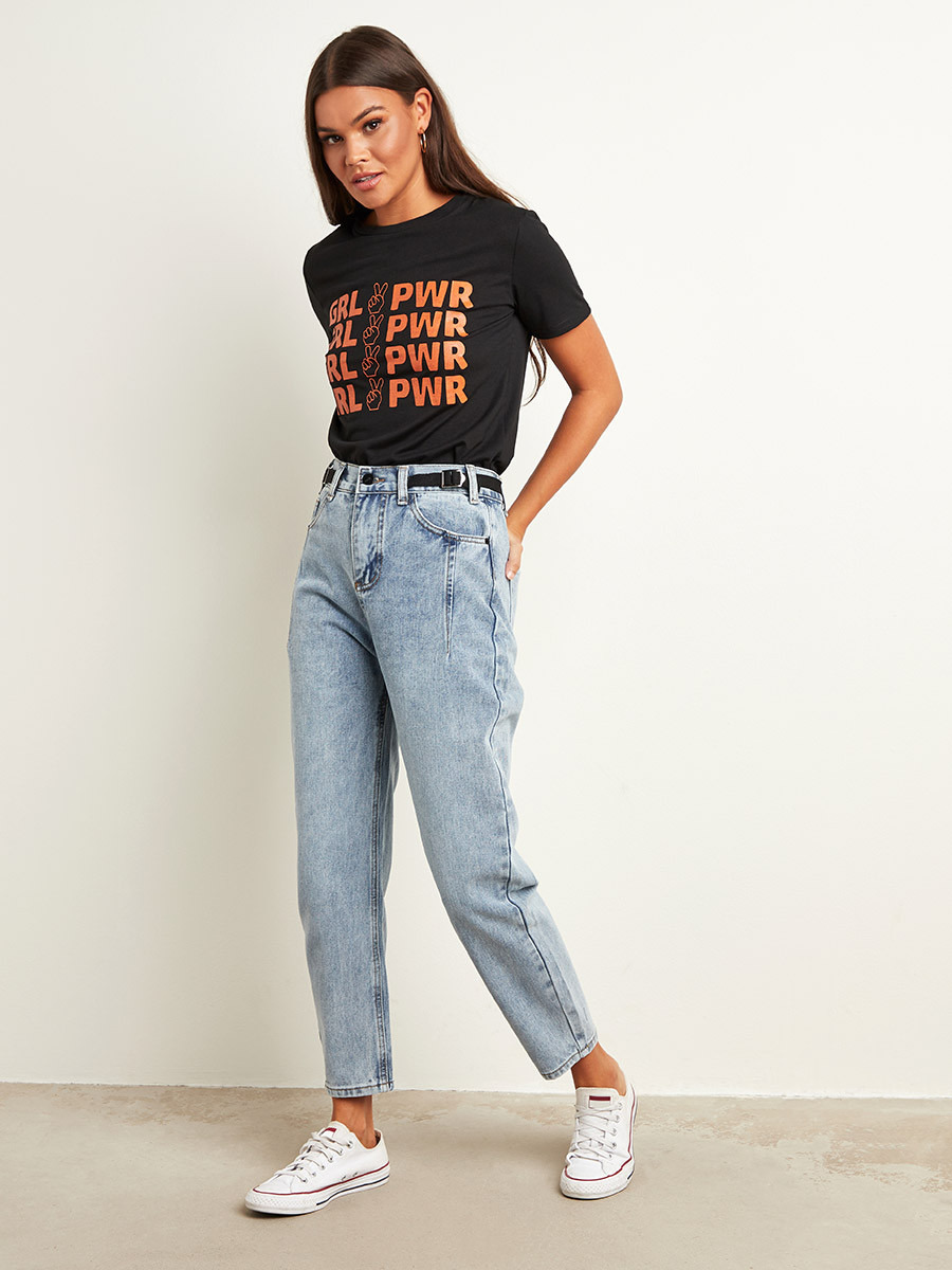 Styli Girl Power Slogan Printed Regular Fit T-shirt-women-clothing-tshirts-image-2