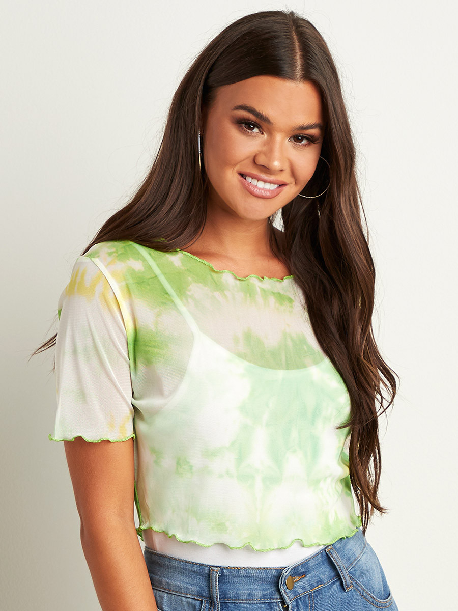 تيشيرت قصير بتفاصيل شبكية من ستايلي-women-clothing-tshirts-image-1