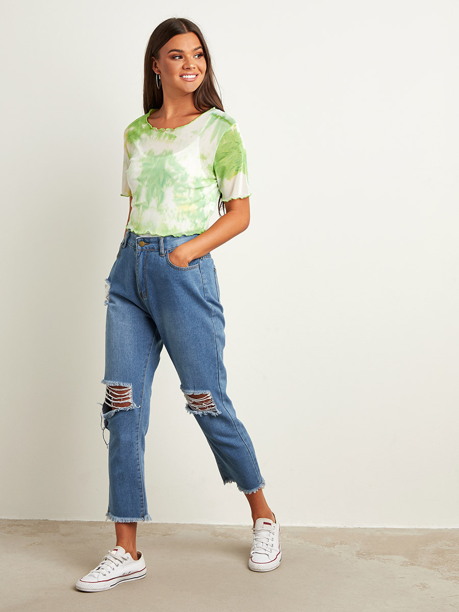 تيشيرت قصير بتفاصيل شبكية من ستايلي-women-clothing-tshirts-image-2