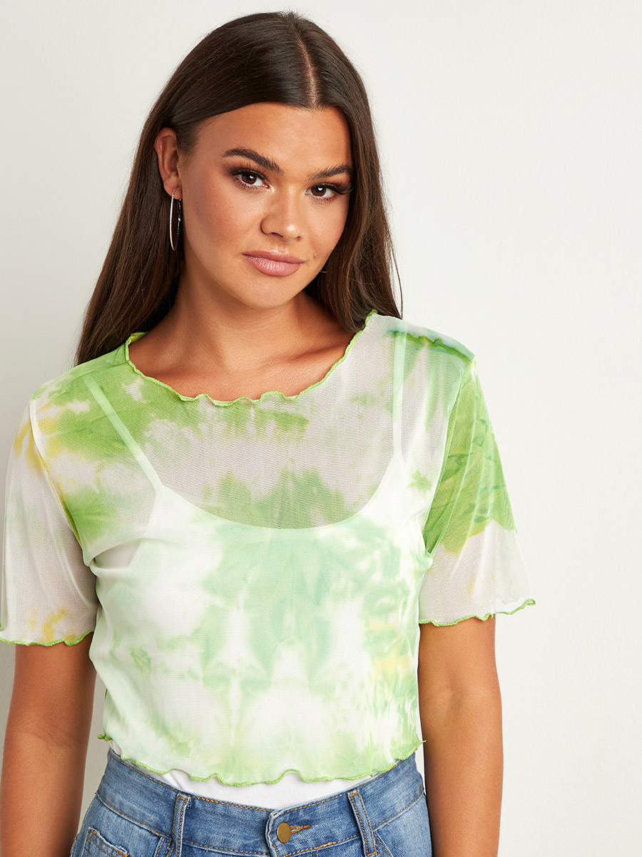 تيشيرت قصير بتفاصيل شبكية من ستايلي-women-clothing-tshirts-image-3