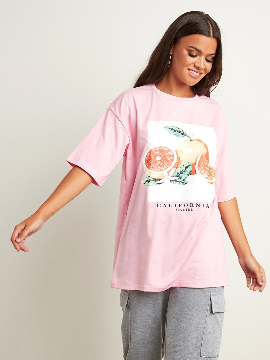 Styli California Grapefruit Graphic Printed Oversized T-shirt-women-clothing-tshirts-image-1