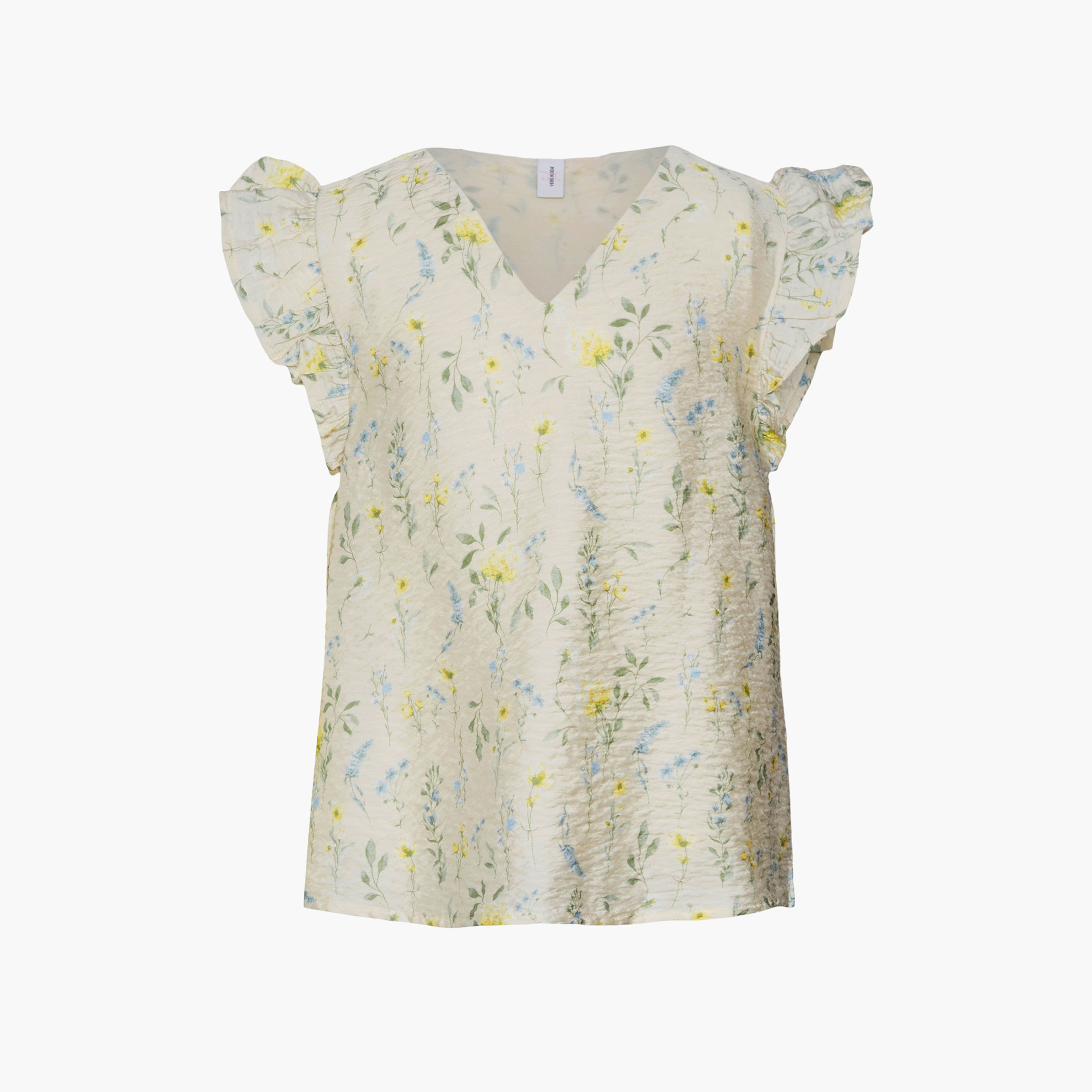 بلوزة بياقة V وطبعات أزهار وأكمام كشكش من فيرو مودا-girls-clothing-blousesandshirts-image-1