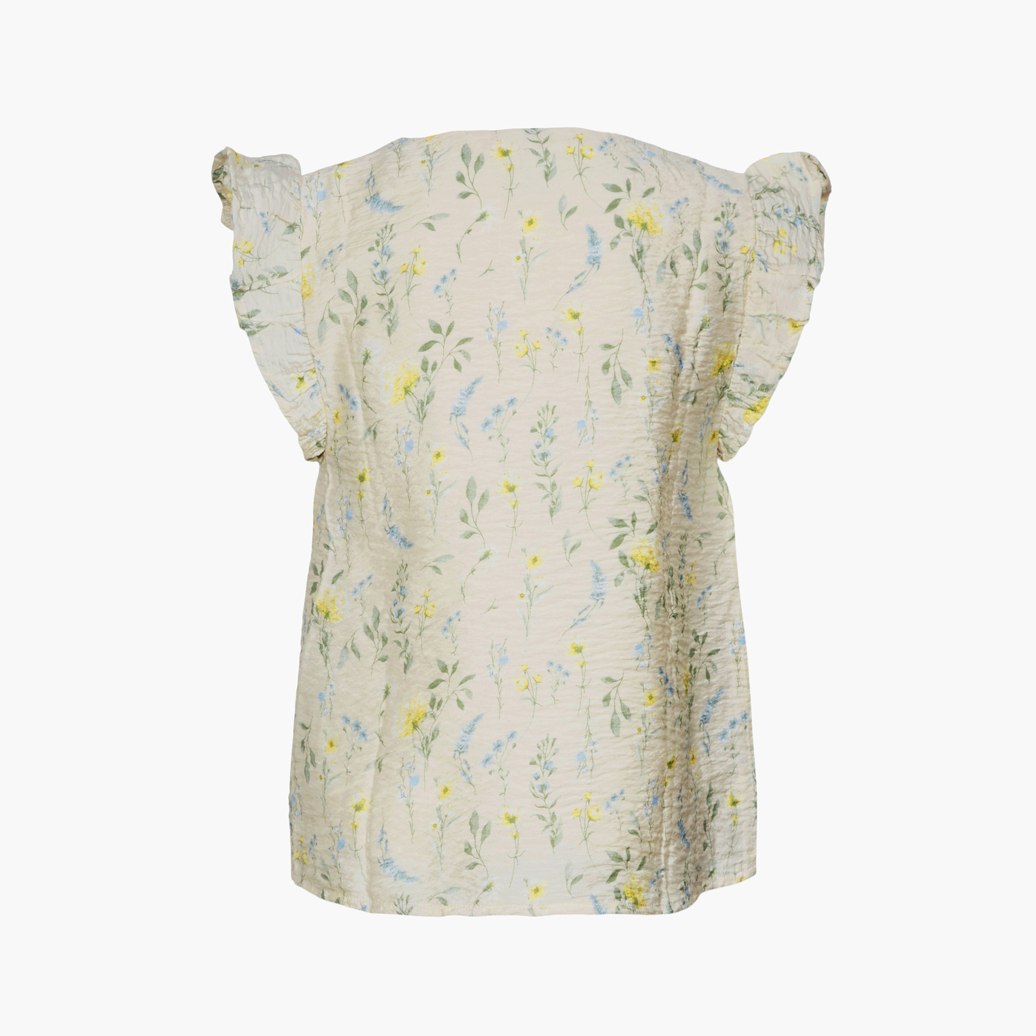 بلوزة بياقة V وطبعات أزهار وأكمام كشكش من فيرو مودا-girls-clothing-blousesandshirts-image-2