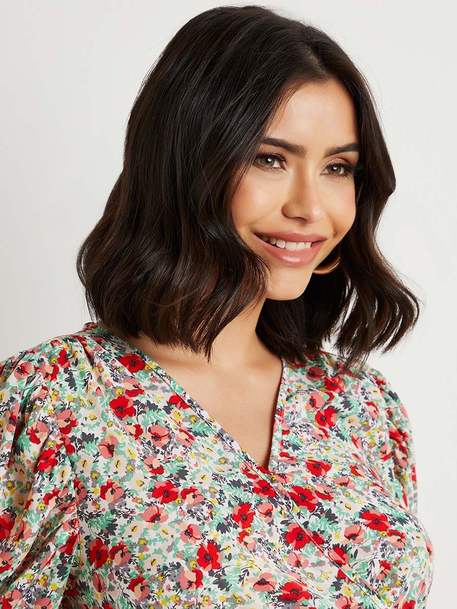 بلوزة مطبوعة بخصر مزموم من ستايلي-women-clothing-shirtsandblouses-blouses-image-3