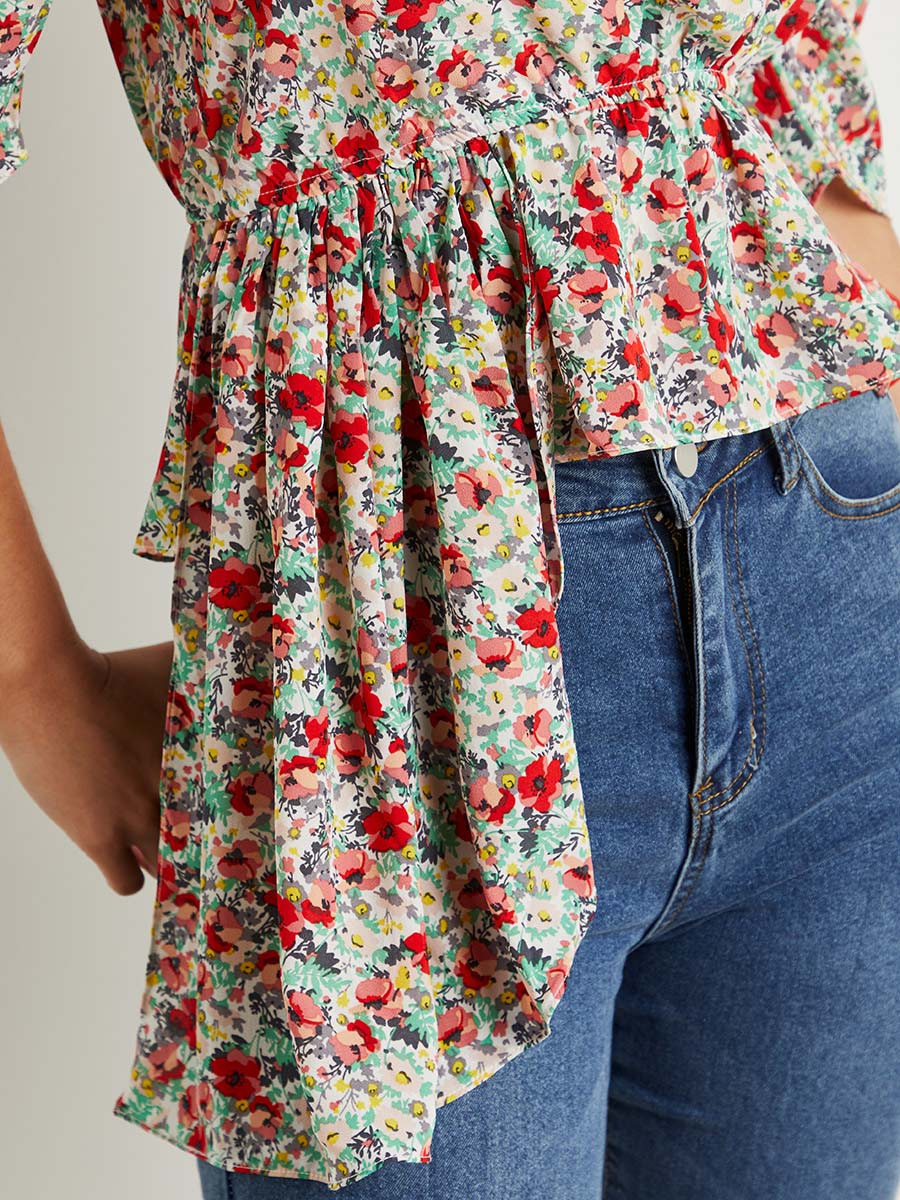 بلوزة مطبوعة بخصر مزموم من ستايلي-women-clothing-shirtsandblouses-blouses-image-4
