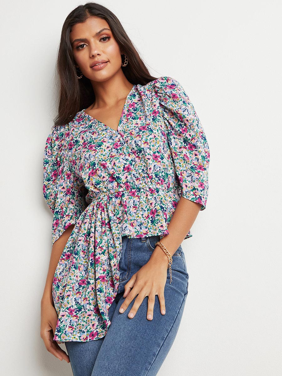 بلوزة مطبوعة ومربوطة من ستايلي-women-clothing-shirtsandblouses-blouses-image-1