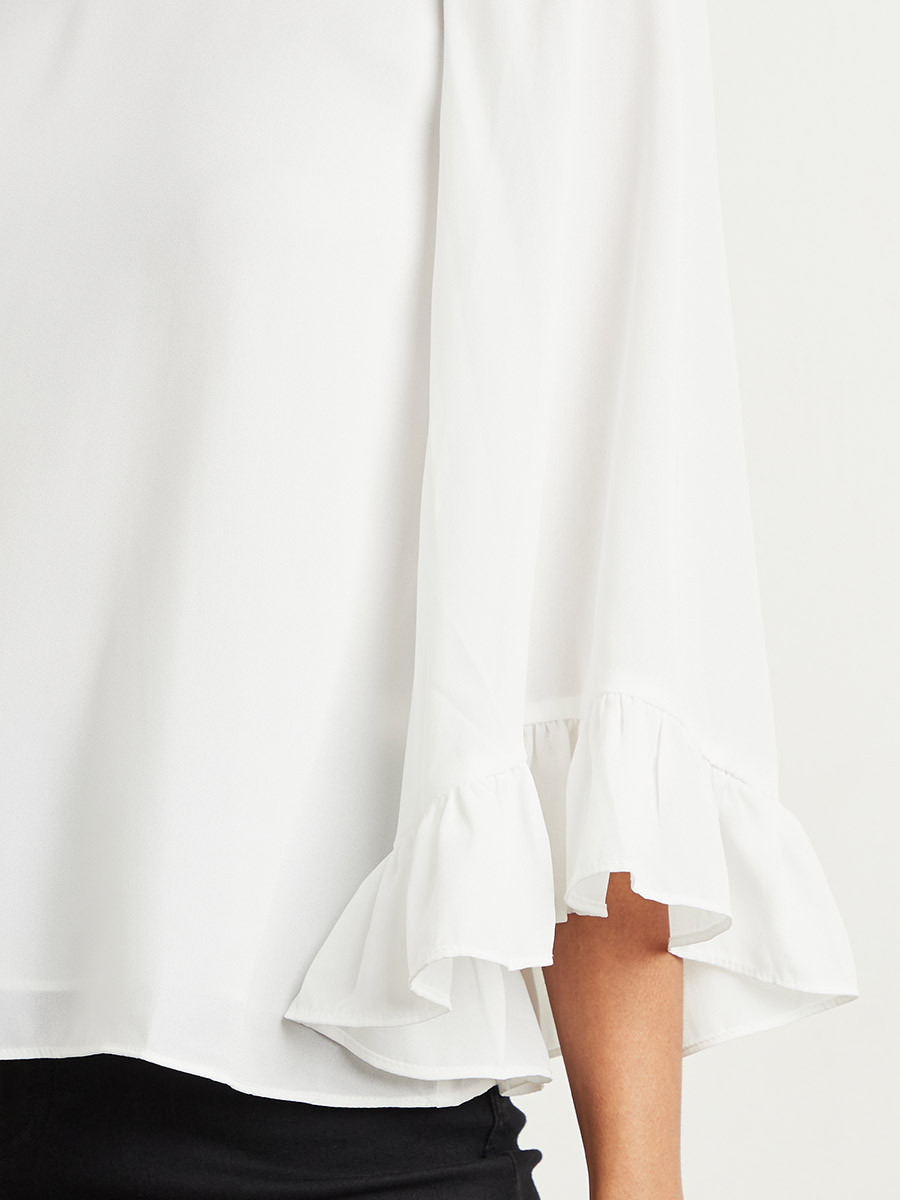 بلوزة سادة بأكمام واسعة من ستايلي-women-clothing-shirtsandblouses-blouses-image-3