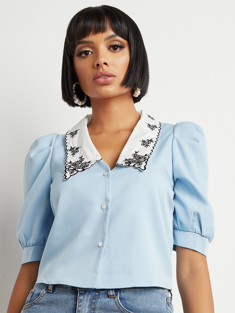 بلوزة مطرزة بأزرار من ستايلي-women-clothing-shirtsandblouses-blouses-image-1