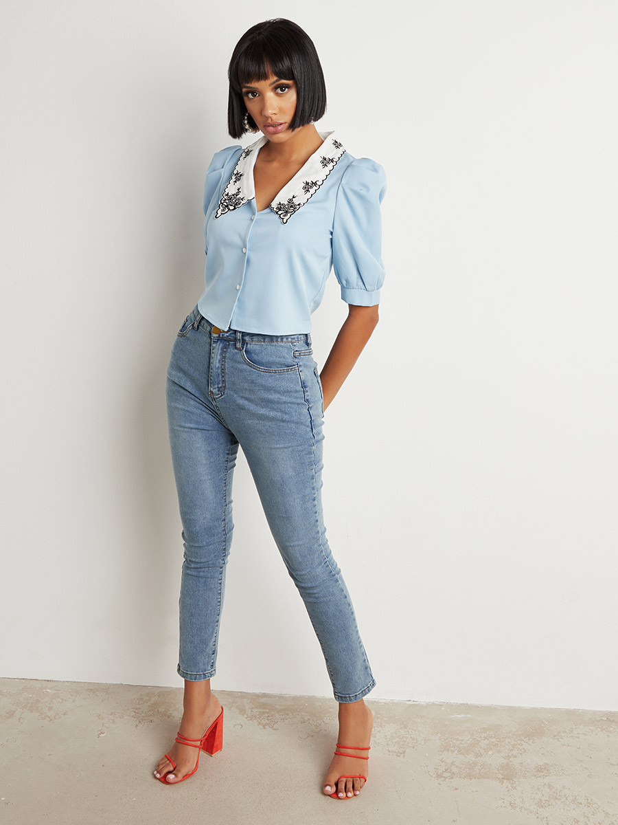 بلوزة مطرزة بأزرار من ستايلي-women-clothing-shirtsandblouses-blouses-image-2