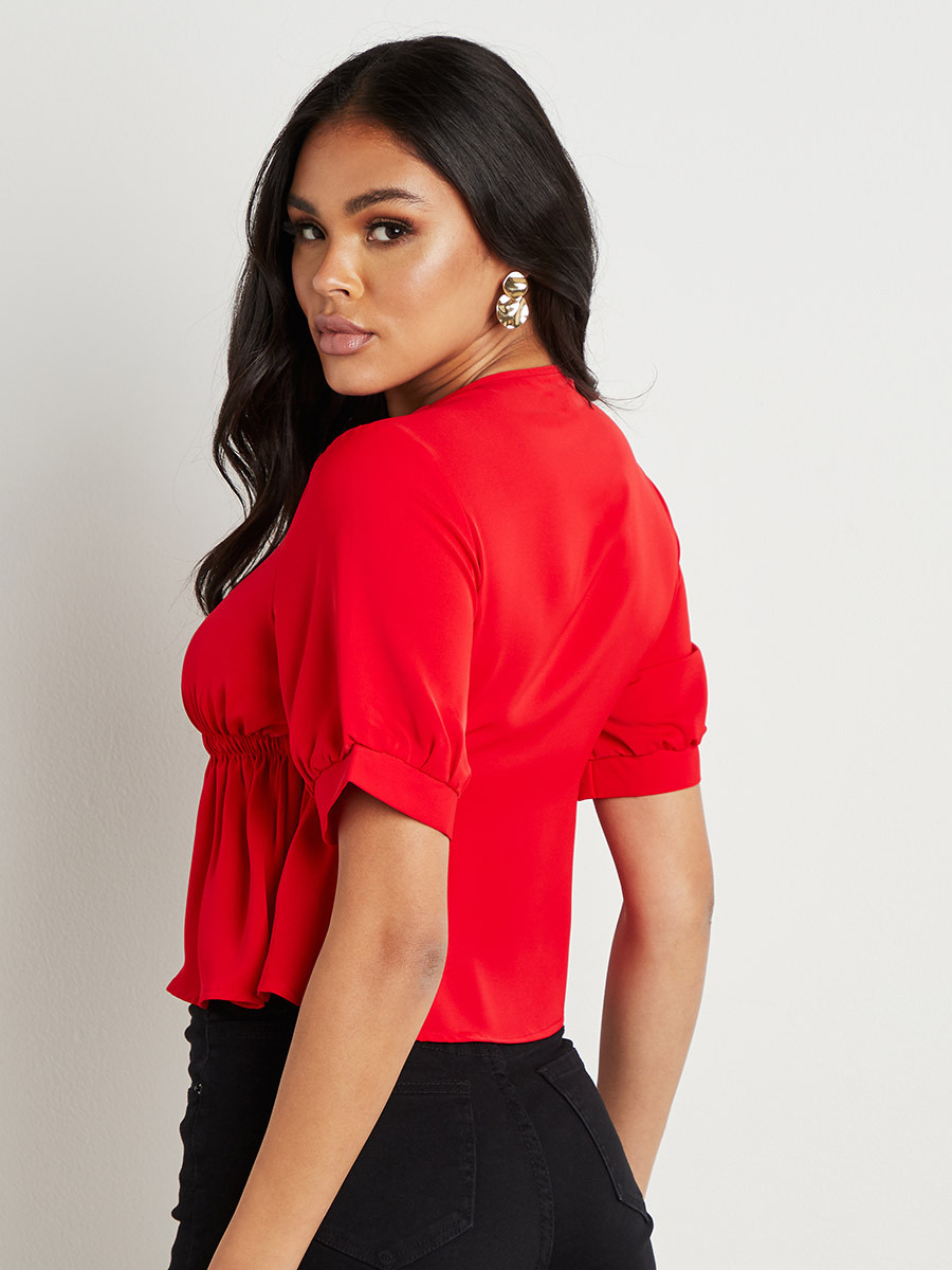 بلوزة بأزرار أمامية وأكمام منفوخة من ستايلي-women-clothing-shirtsandblouses-blouses-image-2