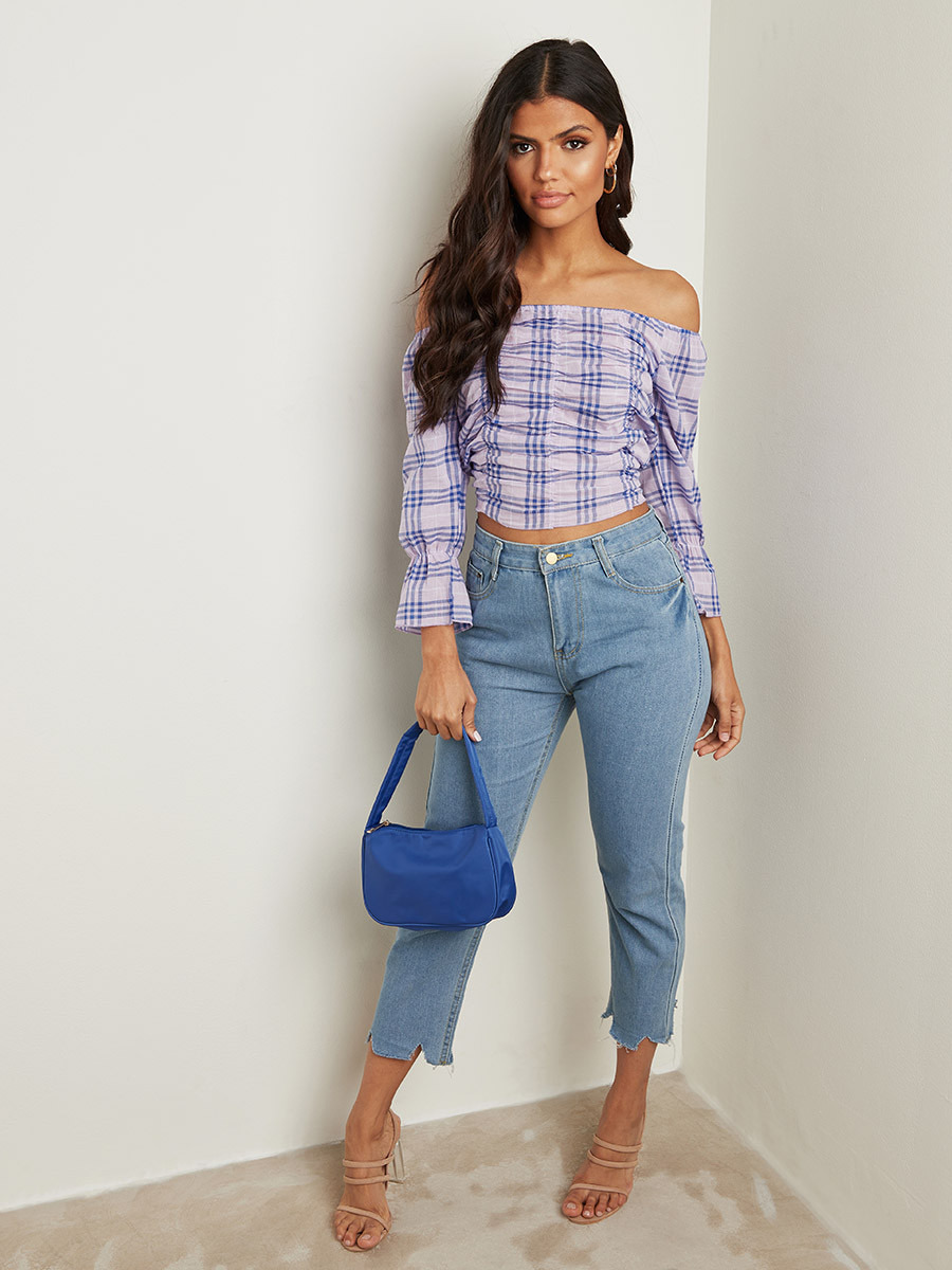 بلوزة مطبوعة بتصميم مربعات من ستايلي-women-clothing-shirtsandblouses-blouses-image-2
