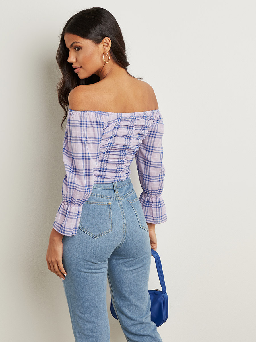 بلوزة مطبوعة بتصميم مربعات من ستايلي-women-clothing-shirtsandblouses-blouses-image-4